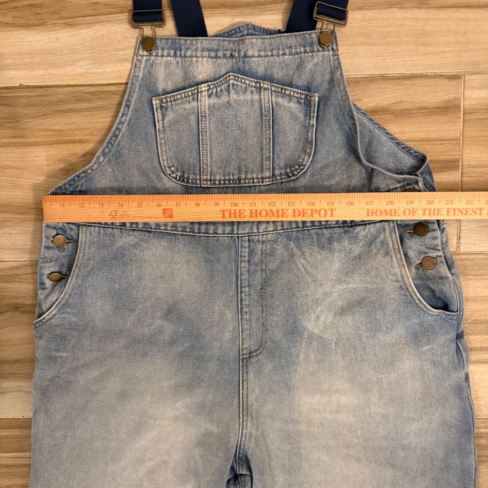 Cider Light Blue Wide-Leg Denim Overalls - Picture 4 of 9